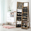 3-in-1 Freestanding Lockable Jewelry Armoire 360° Swivel Mirrored Jewelry Cabinet Organizer with Full Length Mirror and Large Storage Capacity