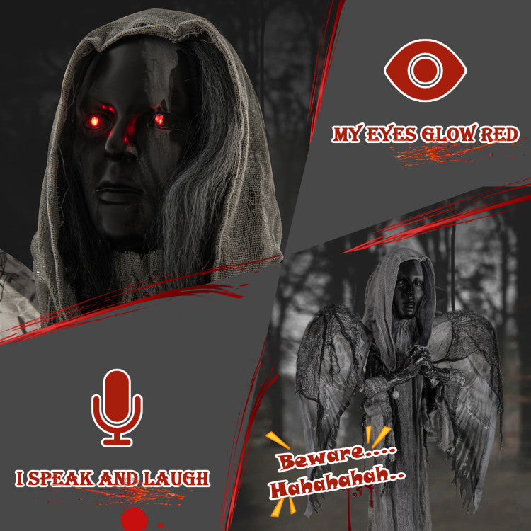 Best Halloween Animatronic Decoration with Light Up Eyes and Shaking Wings