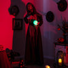 Halloween Animatronics Standing Witch with Light Up Eyes and Magical Ball