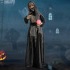 Halloween Animatronics Standing Witch with Light Up Eyes and Magical Ball