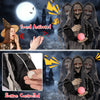 Halloween Animatronics Standing Witch with Light Up Eyes and Magical Ball