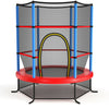 55 Inch Kids Recreational Trampoline Toddler Heavy Duty Frame Round Bouncing Jumping Mat with Enclosure Net Safety Pad