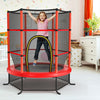 55 Inch Kids Recreational Trampoline Toddler Heavy Duty Frame Round Bouncing Jumping Mat with Enclosure Net Safety Pad