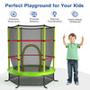 55 Inch Kids Recreational Trampoline Toddler Heavy Duty Frame Round Bouncing Jumping Mat with Enclosure Net Safety Pad