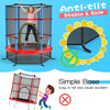 55 Inch Kids Recreational Trampoline Toddler Heavy Duty Frame Round Bouncing Jumping Mat with Enclosure Net Safety Pad