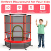 55 Inch Kids Recreational Trampoline Toddler Heavy Duty Frame Round Bouncing Jumping Mat with Enclosure Net Safety Pad