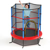 55 Inch Kids Recreational Trampoline Toddler Heavy Duty Frame Round Bouncing Jumping Mat with Enclosure Net Safety Pad