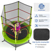 55 Inch Kids Recreational Trampoline Toddler Heavy Duty Frame Round Bouncing Jumping Mat with Enclosure Net Safety Pad