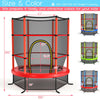 55 Inch Kids Recreational Trampoline Toddler Heavy Duty Frame Round Bouncing Jumping Mat with Enclosure Net Safety Pad
