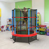 55 Inch Kids Recreational Trampoline Toddler Heavy Duty Frame Round Bouncing Jumping Mat with Enclosure Net Safety Pad