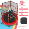 55 Inch Kids Recreational Trampoline Toddler Heavy Duty Frame Round Bouncing Jumping Mat with Enclosure Net Safety Pad