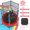 55 Inch Kids Recreational Trampoline Toddler Heavy Duty Frame Round Bouncing Jumping Mat with Enclosure Net Safety Pad