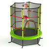 55 Inch Kids Recreational Trampoline Toddler Heavy Duty Frame Round Bouncing Jumping Mat with Enclosure Net Safety Pad