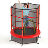 55 Inch Kids Recreational Trampoline Toddler Heavy Duty Frame Round Bouncing Jumping Mat with Enclosure Net Safety Pad