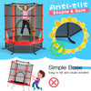 55 Inch Kids Recreational Trampoline Toddler Heavy Duty Frame Round Bouncing Jumping Mat with Enclosure Net Safety Pad