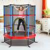55 Inch Kids Recreational Trampoline Toddler Heavy Duty Frame Round Bouncing Jumping Mat with Enclosure Net Safety Pad