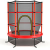 55 Inch Kids Recreational Trampoline Toddler Heavy Duty Frame Round Bouncing Jumping Mat with Enclosure Net Safety Pad