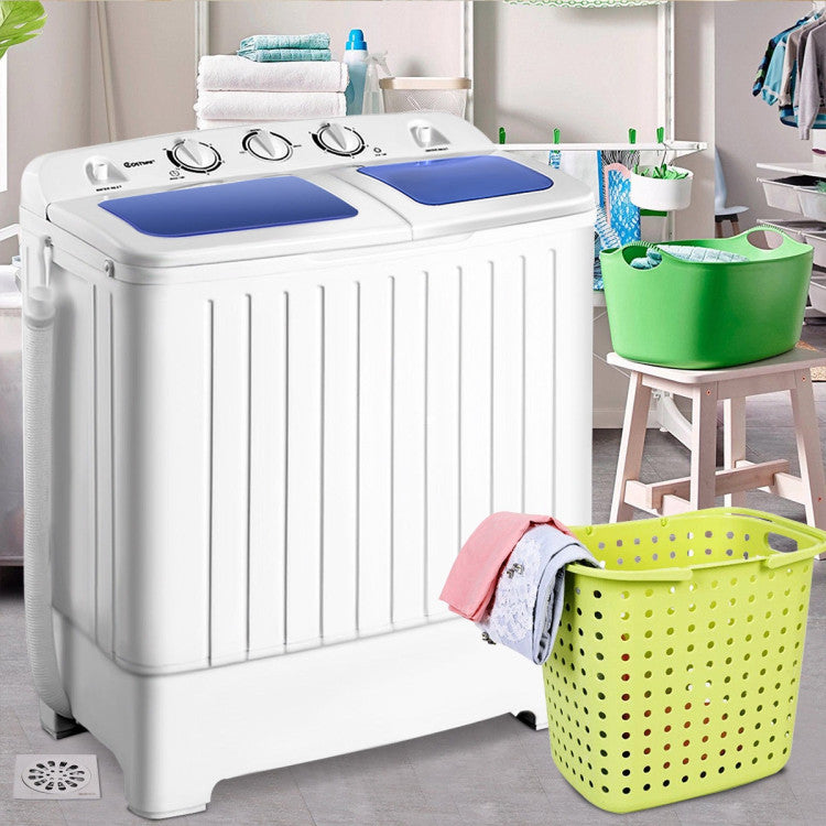 Portable Twin Tub Mini Washing Machine 17.6lbs Compact Washer Spinner Dryer