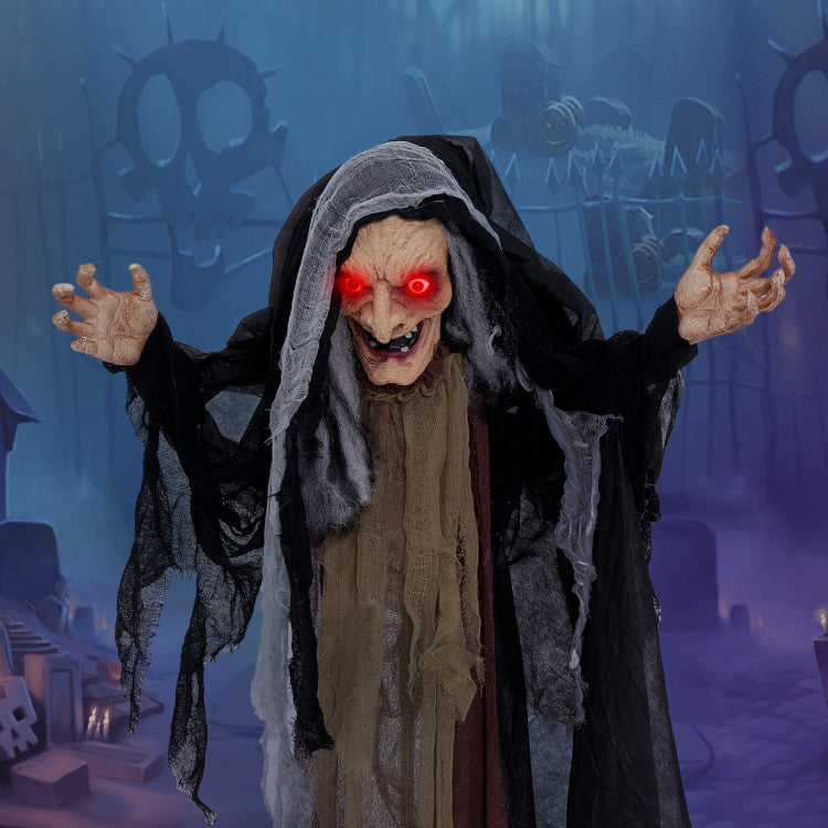 Life Size Animatronic Halloween Witch with Pre-Recorded Phrases