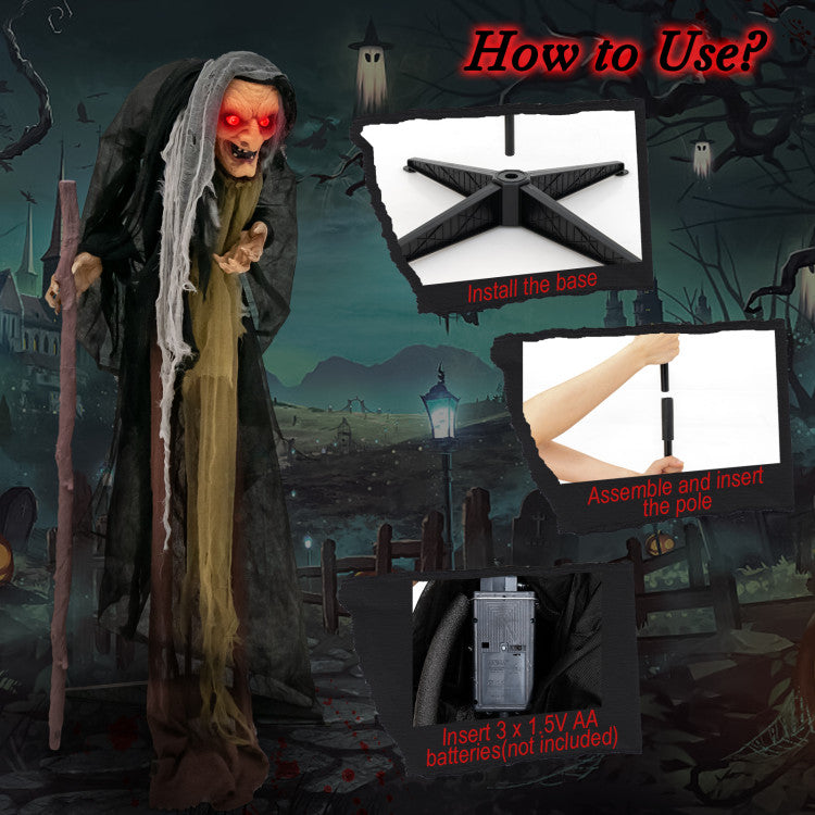 Life Size Animatronic Halloween Witch with Pre-Recorded Phrases