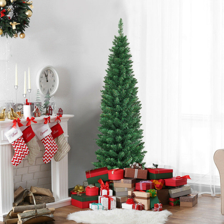 Slim Pencil National Christmas Tree with Metal Stand