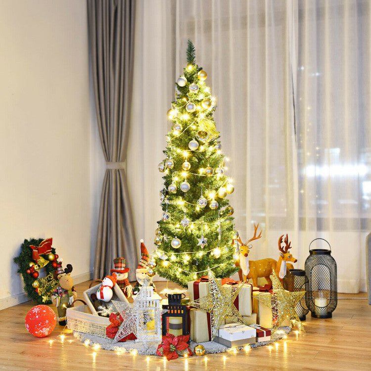Slim Pencil National Christmas Tree with Metal Stand