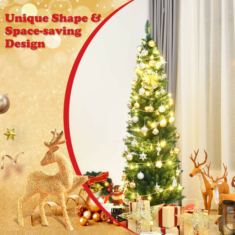 Slim Pencil National Christmas Tree with Metal Stand
