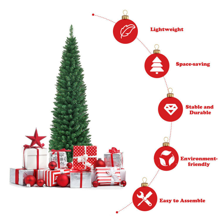 Slim Pencil National Christmas Tree with Metal Stand