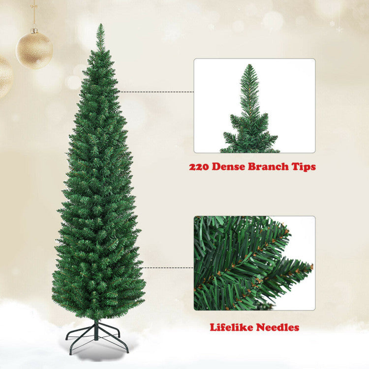 Slim Pencil National Christmas Tree with Metal Stand