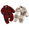 Baby Plaid Fluffy Fleece Long-sleeve Romper