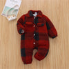 Baby Plaid Fluffy Fleece Long-sleeve Romper